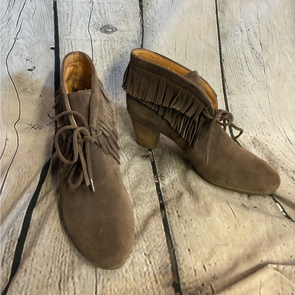Gentle Souls Bettie Suede Fringe Ankle Boot Shoes Truffle Kenneth Cole Wmns Sz 8 - Picture 2 of 11